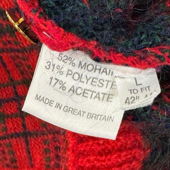 Vintage Edinburgh Large Cardigan Sweater Plaid Great Britain Mohair Womens - Picture 4 of 14